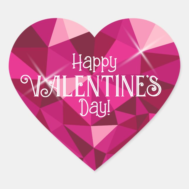 Pink Heart Gemstone Valentine's Day sticker (Vorderseite)