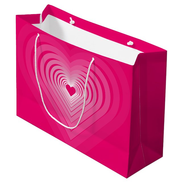 Pink Heart Geschenktasche Große Geschenktüte (Vorderseite Schrägansicht)