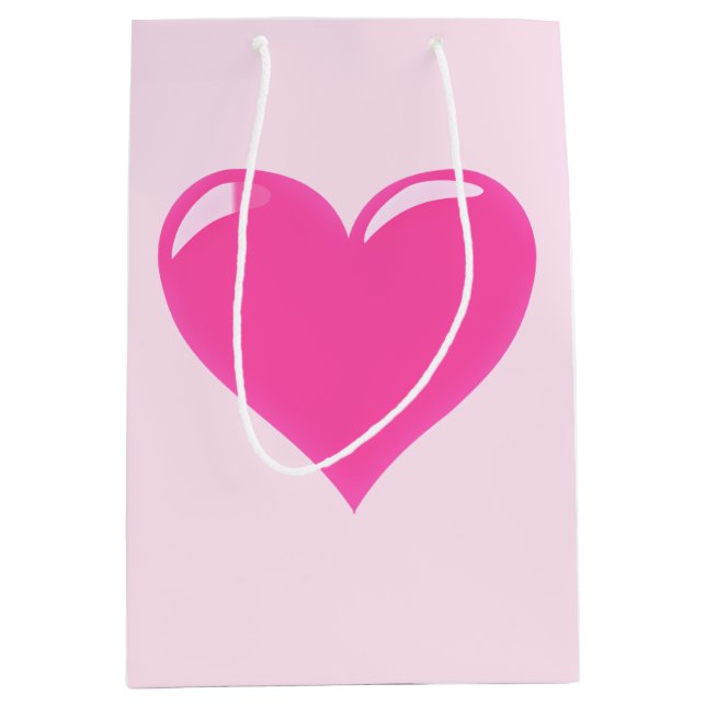 Pink Heart Gift Bag - individuell einstellbar Mittlere Geschenktüte (Vorderseite)