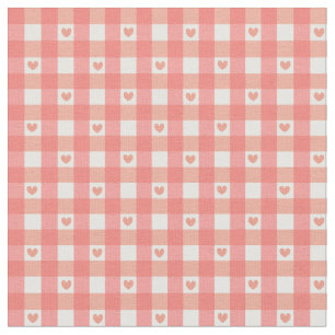 Pink Heart Gingham Stoff