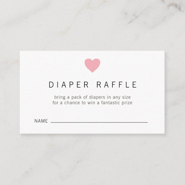 Pink Heart Girl Diaper Raffle Babyshower Begleitkarte (Vorderseite)