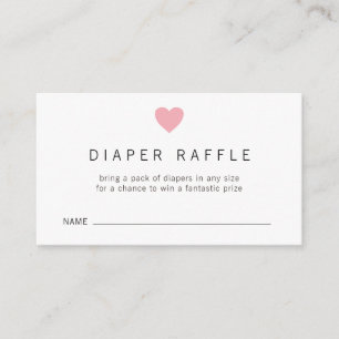 Pink Heart Girl Diaper Raffle Babyshower Begleitkarte