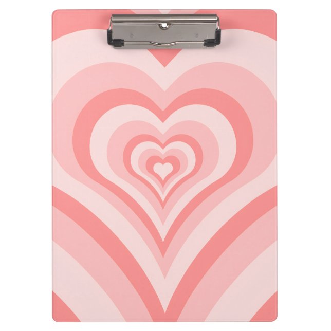 Pink Heart Gradient Pattern – Cute Girly Love Klemmbrett (Vorderseite)