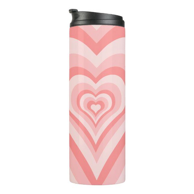 Pink Heart Gradient Pattern – Cute Girly Love Thermosbecher (Nach rechts gedreht)