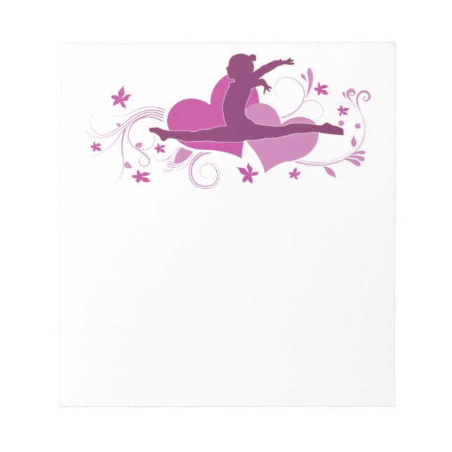 Pink Heart Gymnastics Leap Notizblock (Vorderseite)