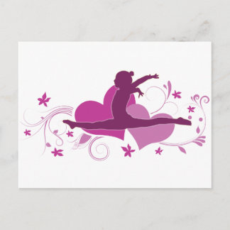 Pink Heart Gymnastics Leap Postkarte