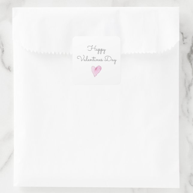 Pink Heart HAPPY VALENTINES DAY Sweet Liebe Quadratischer Aufkleber (Tasche)