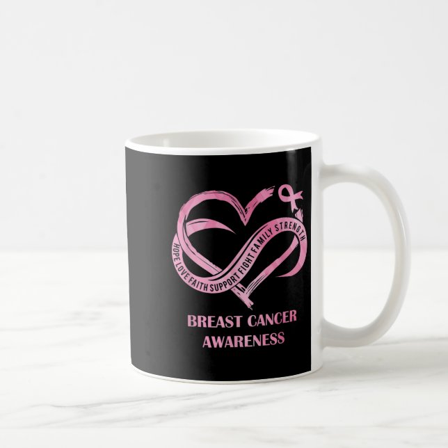 Pink Heart Hope Liebe Glaube Brustkrebs Bewusstsei Kaffeetasse (Rechts)