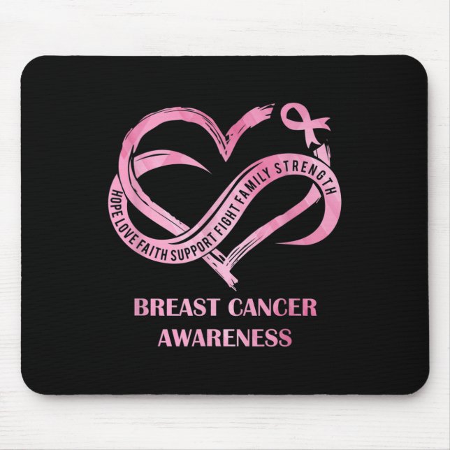 Pink Heart Hope Liebe Glaube Brustkrebs Bewusstsei Mousepad (Vorne)