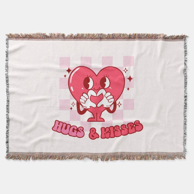 Pink Heart Hugs and Kisses Decke (Vorderseite)