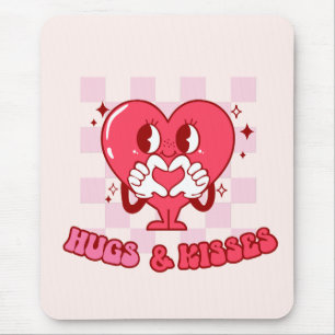 Pink Heart Hugs and Kisses Mousepad