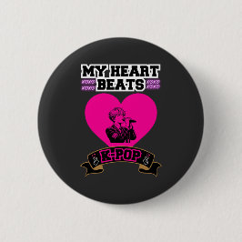 Pink Heart Idol singt KPop Music Liebe Design Button
