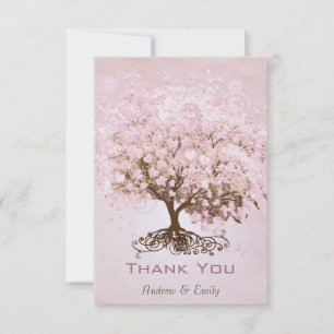 Pink Heart Leaf Tree Vielen Dank Dankeskarte