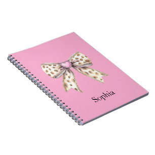 Pink Heart Leopard Girly Bow Notizblock
