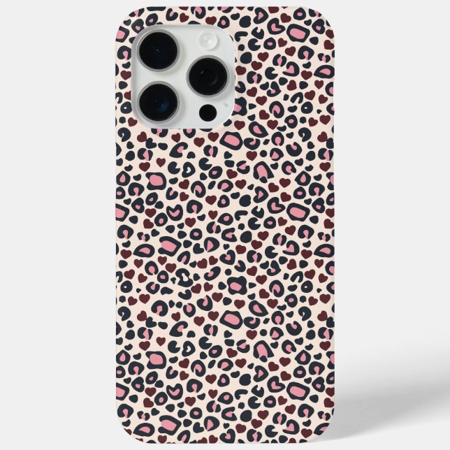 Pink Heart Leopard Print iPhone Case (Rückseite)