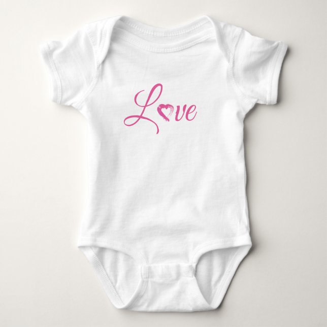Pink Heart Liebe Baby Bodysuit Baby Strampler (Vorderseite)