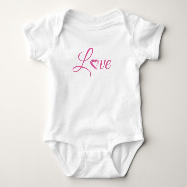 Pink Heart Liebe Baby Bodysuit Strampler (Vorderseite)