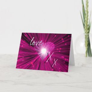 Pink Heart "Liebe & Kisses" Grüße Karte