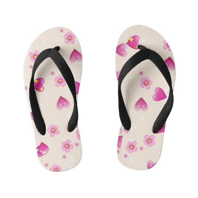 "Pink Heart Liebe Slippers" Kinderbadesandalen (Fußbett)