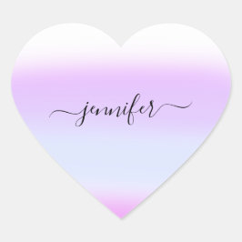Pink Heart Lila Name Bridal Ombre Pastelle Herz-Aufkleber
