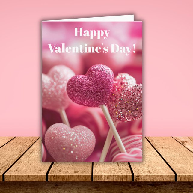Pink Heart Lollipop Design Valentine`s Day Card  Karte (Von Creator hochgeladen)