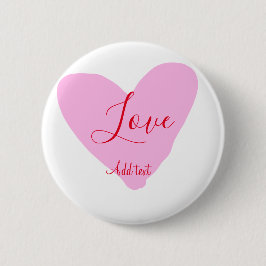 Pink heart love happy Valentine's day text red nam Button