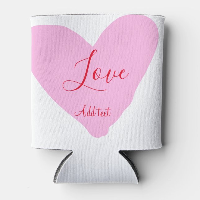 Pink heart love happy Valentine's day text red nam Dosenkühler (Vorderseite)