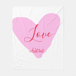 Pink heart love happy Valentine's day text red nam Fleecedecke