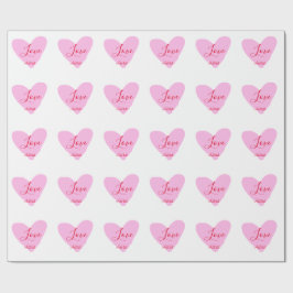 Pink heart love happy Valentine's day text red nam Geschenkpapier