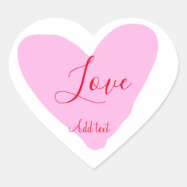 Pink heart love happy Valentine's day text red nam Herz-Aufkleber