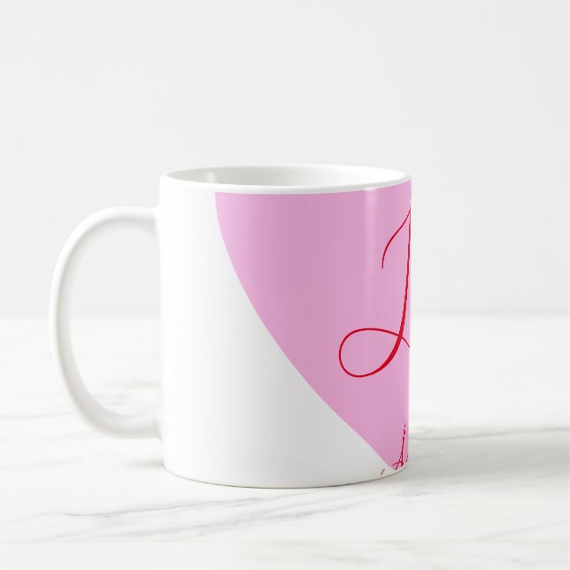 Pink heart love happy Valentine's day text red nam Kaffeetasse (Links)