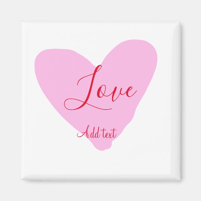 Pink heart love happy Valentine's day text red nam Magnet (Vorne)