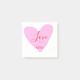 Pink heart love happy Valentine's day text red nam Post-it Klebezettel