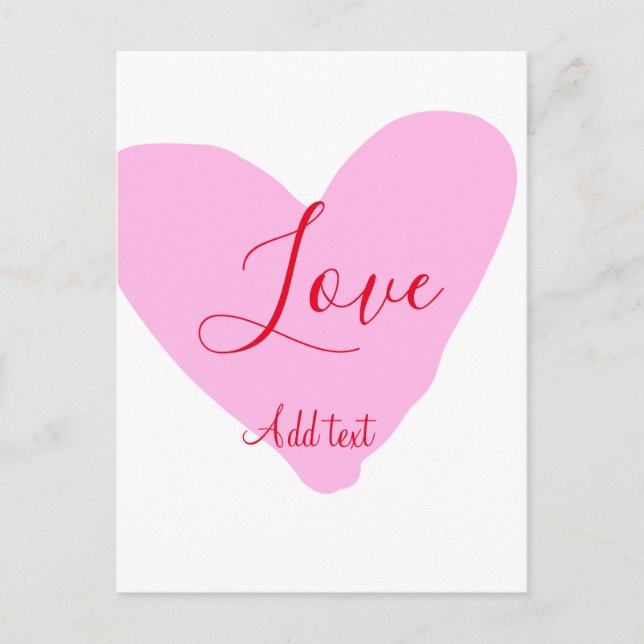 Pink heart love happy Valentine's day text red nam Postkarte (Vorderseite)