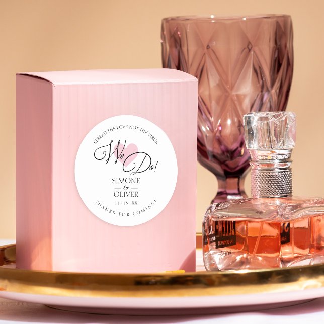 Pink Heart machen wir Zitat Hochzeitszitzer Handge Runder Aufkleber (Von Creator hochgeladen)