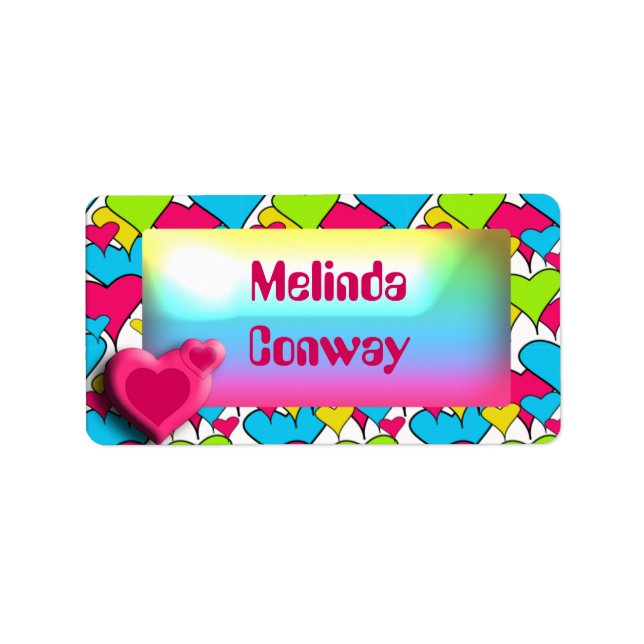 Pink Heart - Mädchenschülername Adressaufkleber (Vorne)