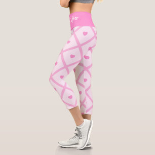 Pink Heart Moderne Karierte Sammlung Capri Leggings