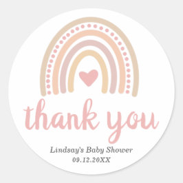 Pink Heart Niedlich Girl Boho Rainbow Baby Dusche Runder Aufkleber
