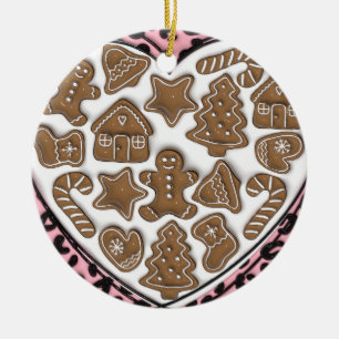 "Pink Heart of Gingerbread Ornament" Keramik Ornament
