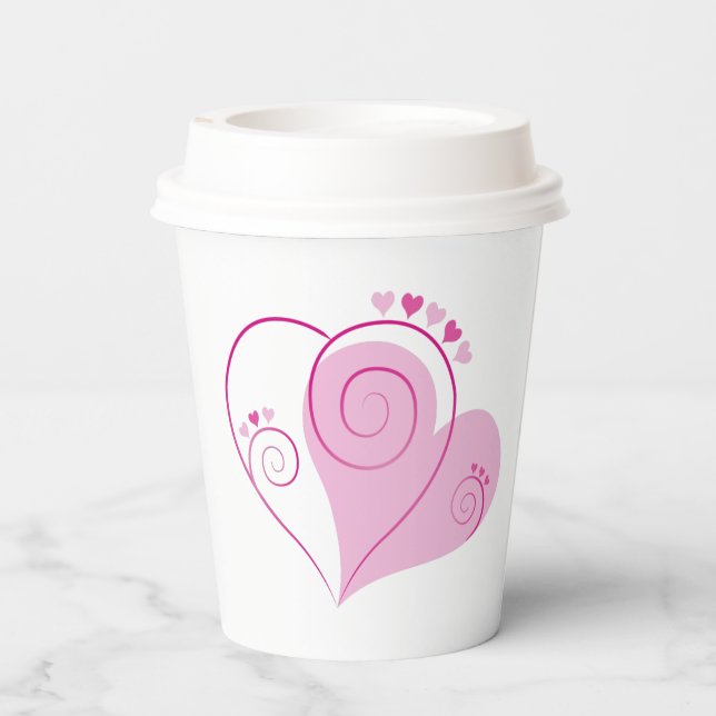 Pink Heart Paper Cups Pappbecher (Rückseite)