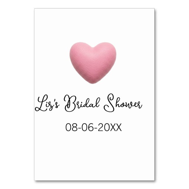 Pink heart pastel retro bridal shower date boho te tischnummer (Vorderseite)