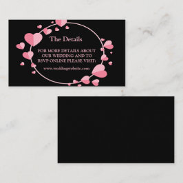 Pink Heart Pattern Black Geometric Wedding Detail Begleitkarte