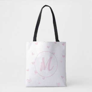 Pink Heart Pattern Girly Romantic Mit Monogramm
