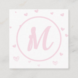 Pink Heart Pattern Girly Romantic Mit Monogramm Begleitkarte
