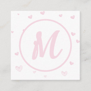 Pink Heart Pattern Girly Romantic Mit Monogramm Begleitkarte
