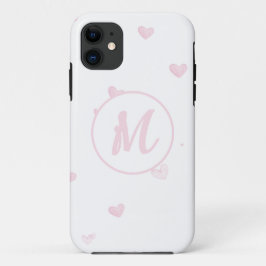 Pink Heart Pattern Girly Romantic Mit Monogramm Case-Mate iPhone Hülle