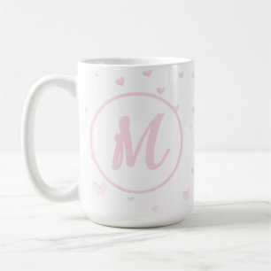 Pink Heart Pattern Girly Romantic Mit Monogramm Kaffeetasse
