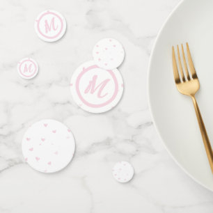 Pink Heart Pattern Girly Romantic Mit Monogramm Konfetti