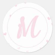 Pink Heart Pattern Girly Romantic Mit Monogramm