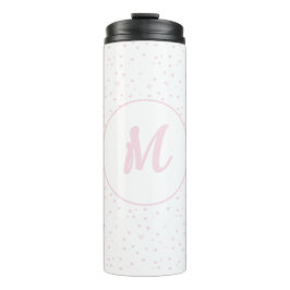Pink Heart Pattern Girly Romantic Mit Monogramm Thermosbecher